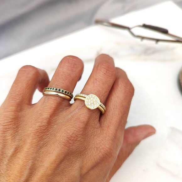 Combination of two diamond 14K Yellow gold rings with 0.56ct Diamonds. UNIQUE - Picture 5 of 10